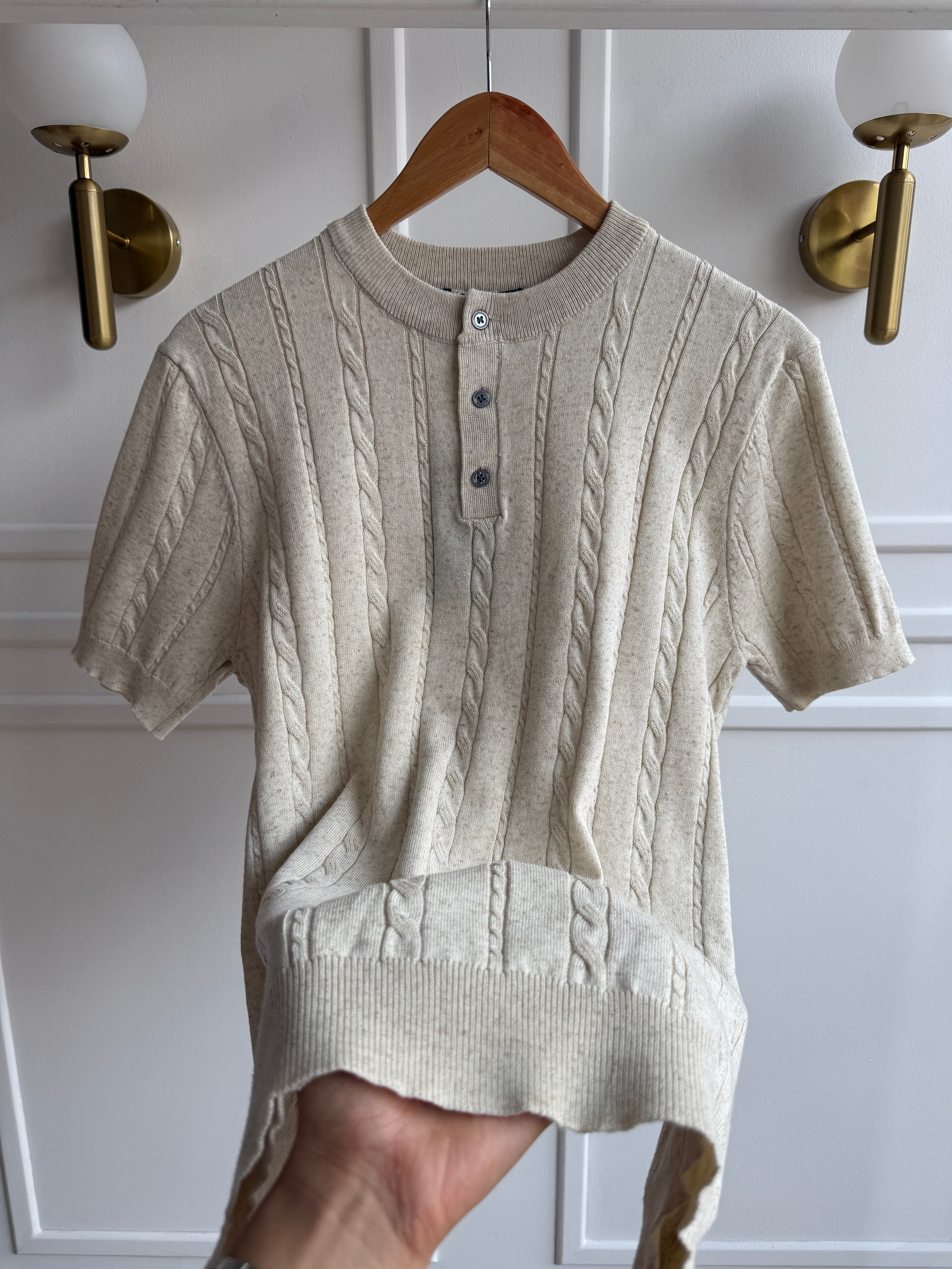 Camisa Cuello Redondo En Hilo Tejido Premium - Trenzado Henley