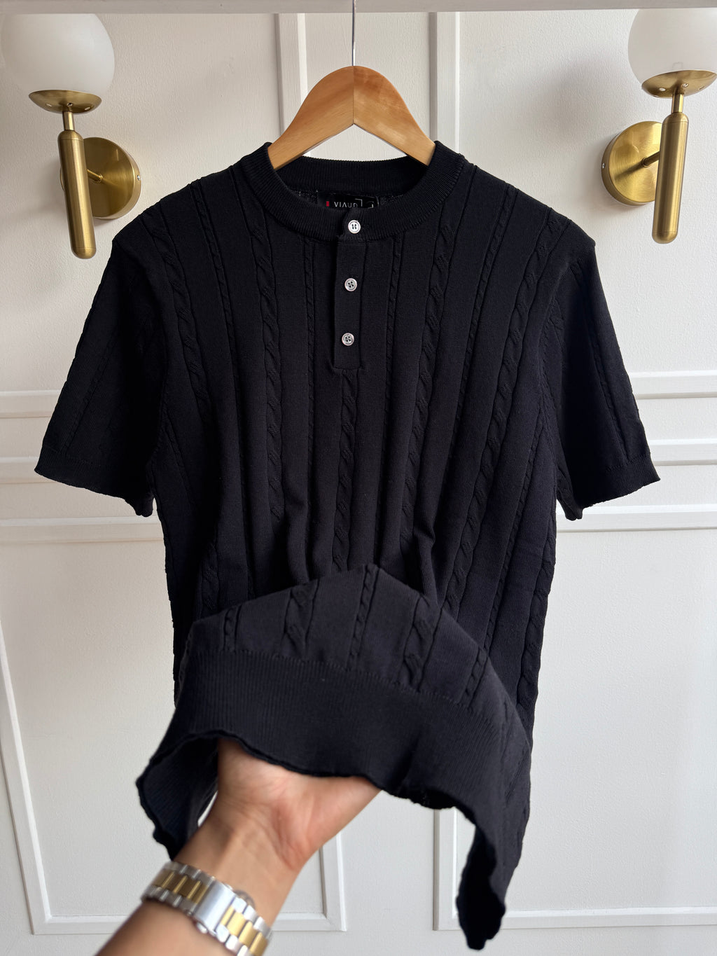 Camisa Cuello Redondo En Hilo Tejido Premium - Trenzado Henley