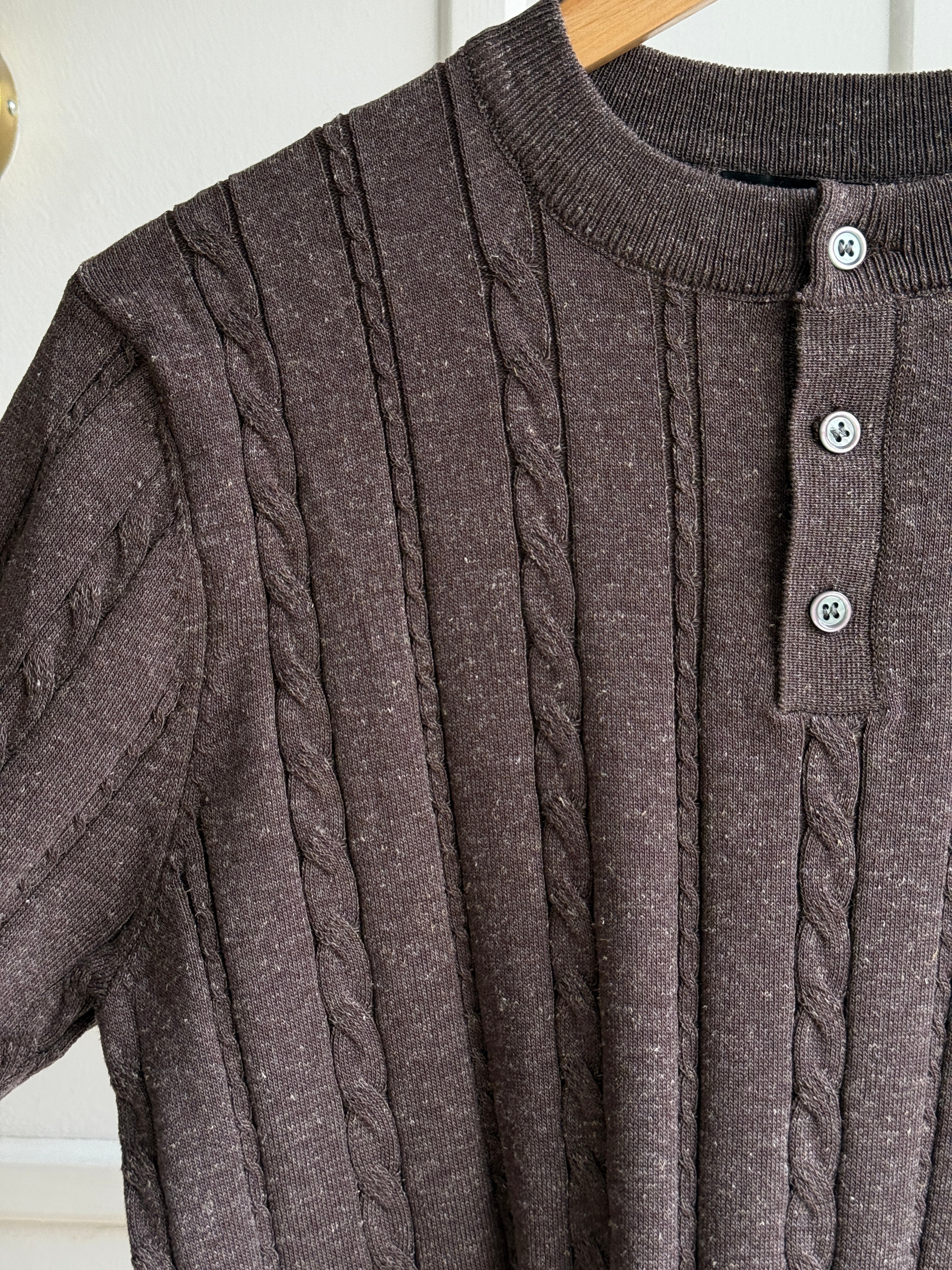 Camisa Cuello Redondo En Hilo Tejido Premium - Trenzado Henley