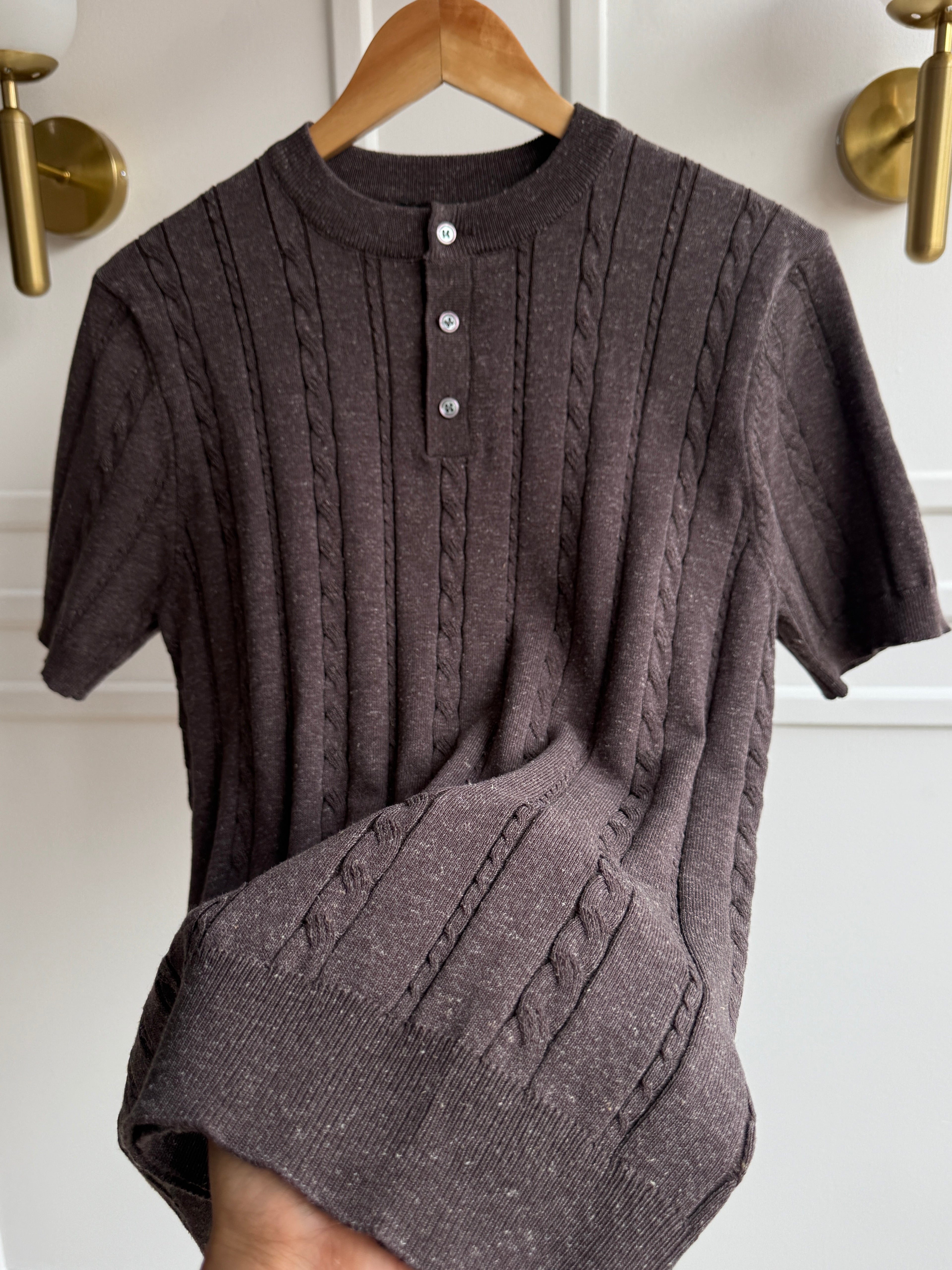 Camisa Cuello Redondo En Hilo Tejido Premium - Trenzado Henley