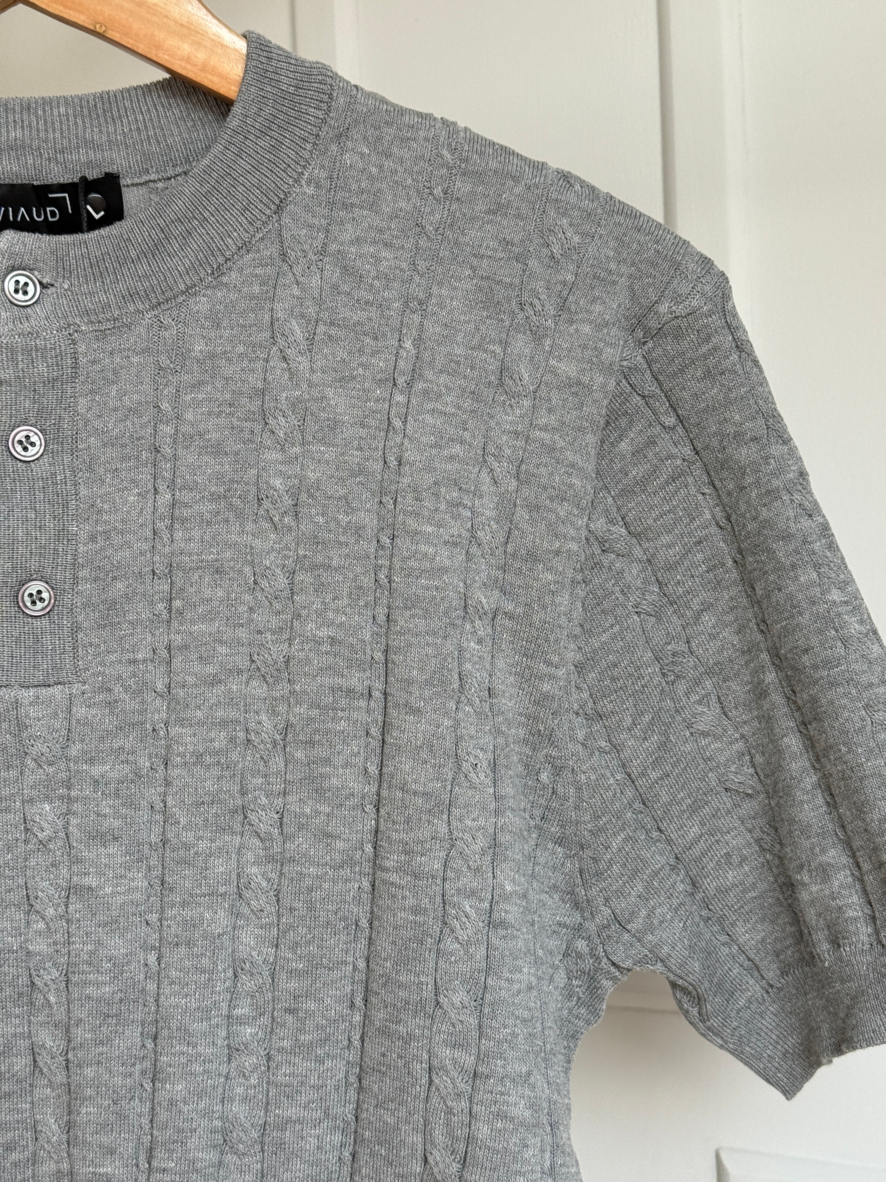 Camisa Cuello Redondo En Hilo Tejido Premium - Trenzado Henley